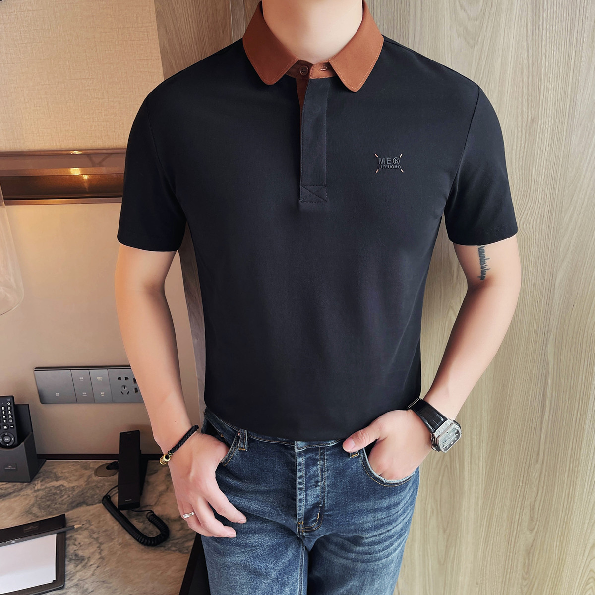6065-P46短袖Polo衫男士夏季新款简约刺绣高端体恤,男装T恤,电商B333