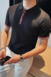 1218-P58镂空针织polo衫男士夏季修身短袖翻领英伦绅士体恤，男装T恤，电商B333