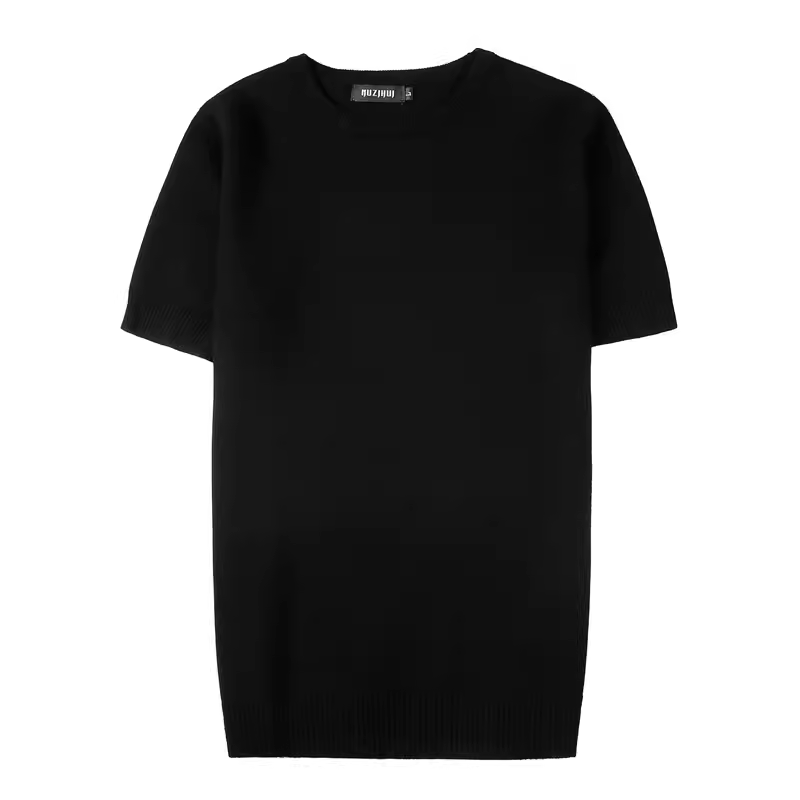 老款继续做）NZ24-特P40圆领纯色短袖T恤针织衫黑白新增5XL,男装T恤,电商B333