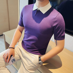 3757-P58 短袖polo衫男士夏季高级感商务休闲潮流修身翻领半袖t恤图片
