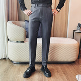 XK042-特P58纯色西裤男士秋冬新款刺绣款商务休闲长裤小脚裤，男装西裤，电商B333