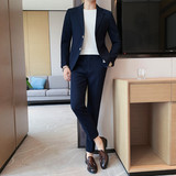 TZ517-P210华夫格西装两件套男士秋冬长裤休闲套装西服套装，男装西服套装，电商B333