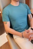 5882-P40圆领短袖t恤男士夏季撒粉冰丝修身半袖男装打底体恤凉感，男装T恤，电商B333