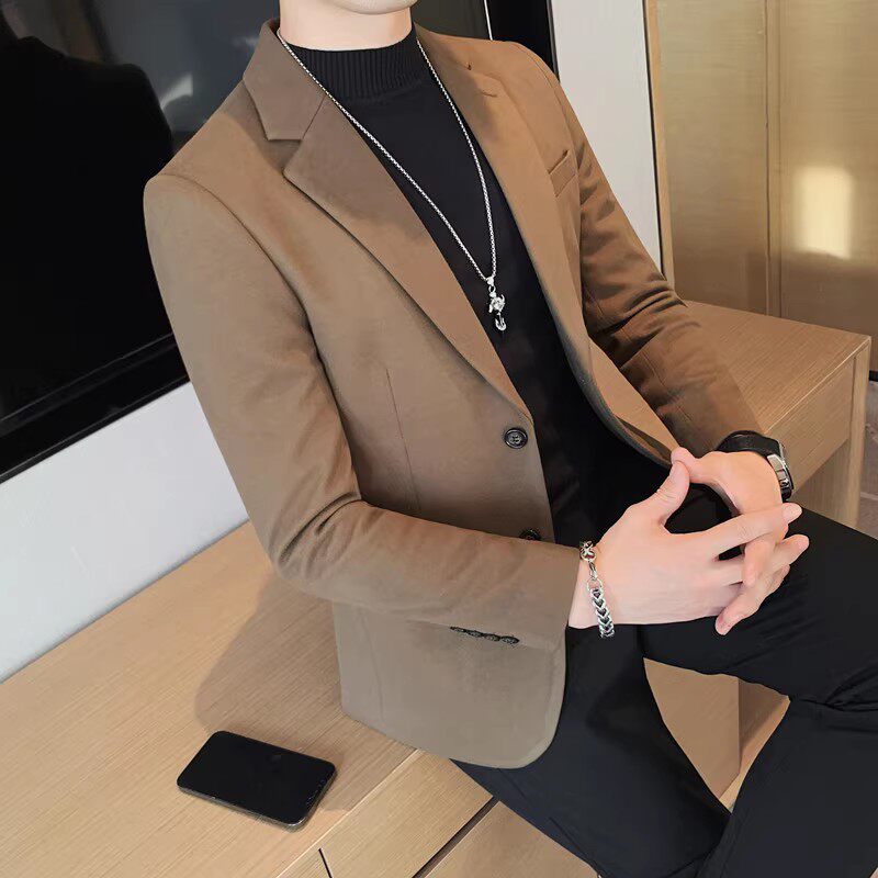 老款继续做X20221-P155呢子西装男士纯色西服外套修身休闲单西图片