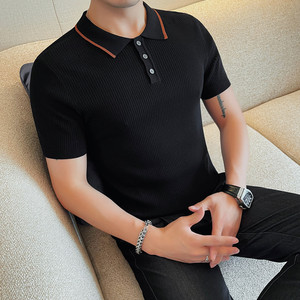 1231-P55 79 针织短袖POLO衫男士夏季新款修身百搭翻领体恤图片