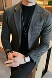 23520-P155麂皮绒西装外套男士秋冬韩版修身纯色一粒单排扣西服，男装西服套装，电商B333