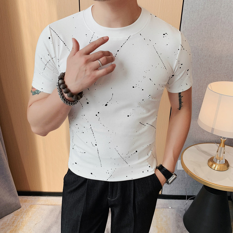 T2501-P4868圆领短袖体恤男士夏季新款修身黑色T恤打底衫,男装T恤,电商B333