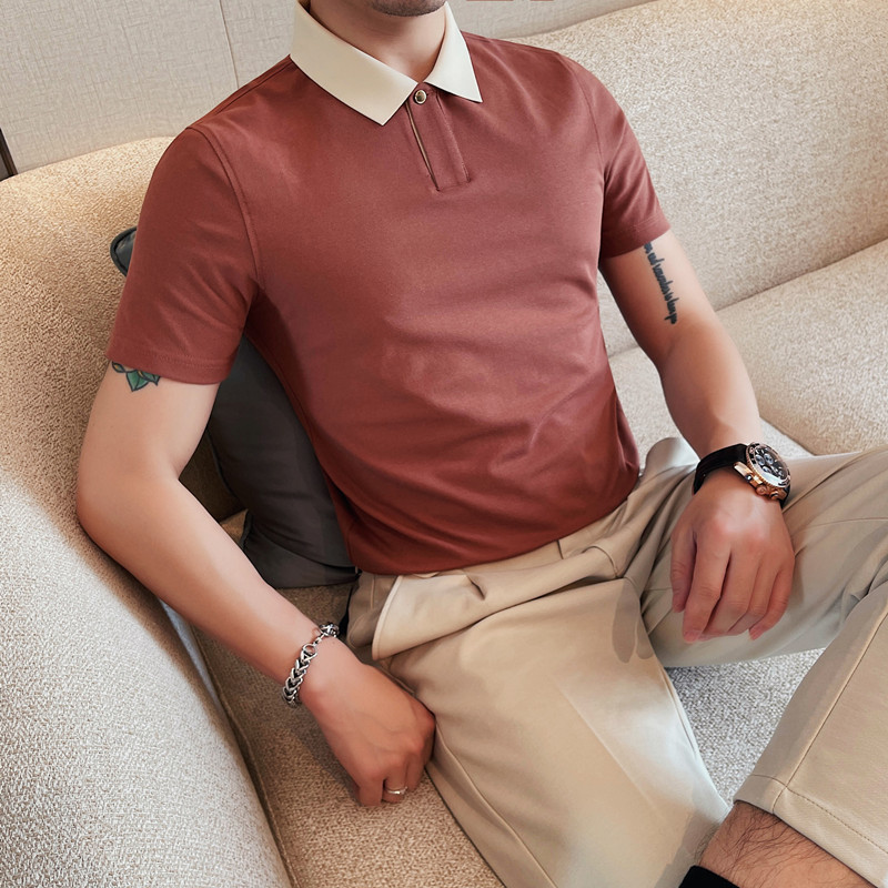PL6048-P41短袖POLO衫男士夏季新款领子拼色半袖修身体恤,男装Polo衫,电商B333