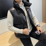 23101-P183棉马甲男士秋冬新款大口袋高品质PU皮马甲，男装背心/马甲，电商B333