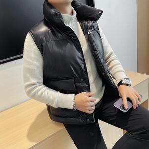 23101-P183棉马甲男士秋冬新款大口袋高品质PU皮马甲