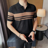 1228-P58POLO衫男士短袖夏季新款翻领半袖针织冰丝T恤，男装Polo衫，电商B333