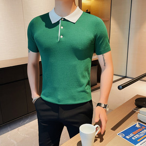 PT32-P58 短袖polo衫男士夏季针织修身纯色半袖翻领t恤图片