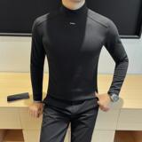 7905-P48德绒打底衫男士秋冬新款半高领双面绒纯色百搭体恤，男装T恤，电商B333