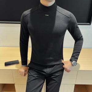 7905-P48 德绒打底衫男士秋冬新款半高领双面绒纯色百搭体恤图片