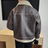 23097-P258冬季棉夹克男士皮毛一体夹克男外套加厚翻领上衣，男装夹克，电商B333