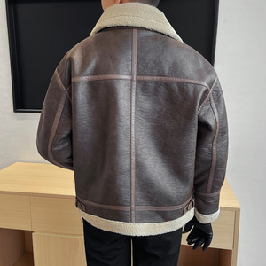 23097-P258 冬季棉夹克男士皮毛一体夹克男外套加厚翻领上衣图片