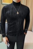 7925-P59纽扣袖口长袖体恤男士秋冬新款半高领长袖打底衫，男装T恤，电商B333