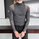 秋冬男士纯色修身打底衫半高领T恤韩版中领保暖抓绒T5858-特P45，男装T恤，电商B333