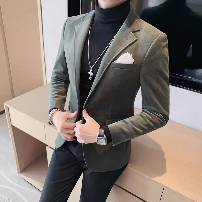 老款继续做23569-P160 西装外套男单排扣西服平绒休闲纯色单西图片