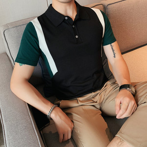 1220-P68 短袖polo衫男士夏季修身翻领针织t恤半袖潮流休闲体恤图片