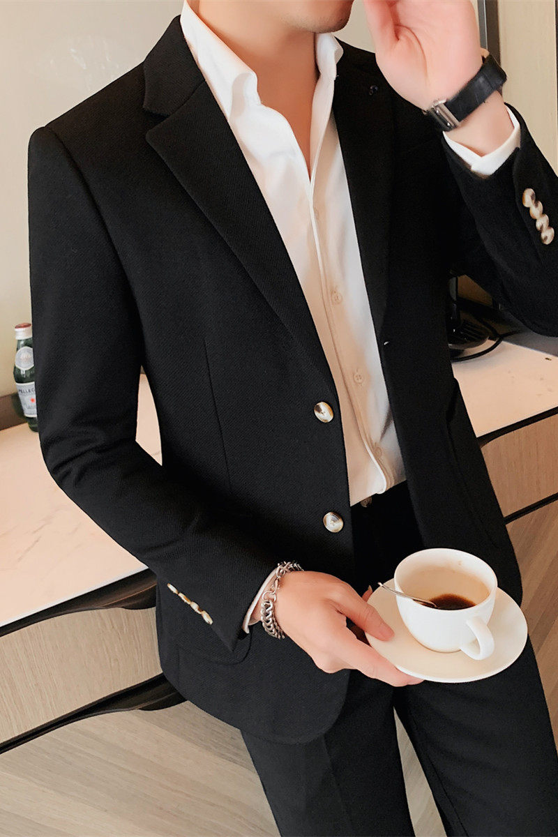 XF1039-P165厚呢子西装外套男士冬季新款修身单排扣西服后中开叉,男装西服套装,电商B333