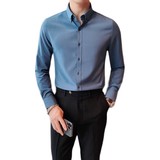 8668-P58青年商务免烫长袖衬衫休闲纯色百搭衬衣男，男装衬衫，电商B333