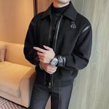 JK25003-P218小宽松毛呢夹克外套男士秋冬新款翻领拉链外套，男装夹克，电商B333