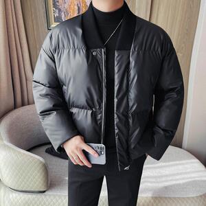 M23069-P200冬季无领宽松黑色时髦保暖简约棉服 加厚短款棉衣外套图片