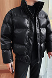 22008-P185亮面棉衣男士冬季加厚仿皮外套面包服，男装棉衣，电商B333