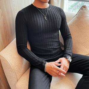 T6801-特P35 圆领长袖T恤男士秋冬新款纯色打底衫 套头体恤，男装T恤，电商B333