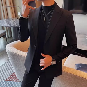 XF1043-P175 双层领西装男士秋冬新款修身纯色商务休闲 婚礼礼服图片