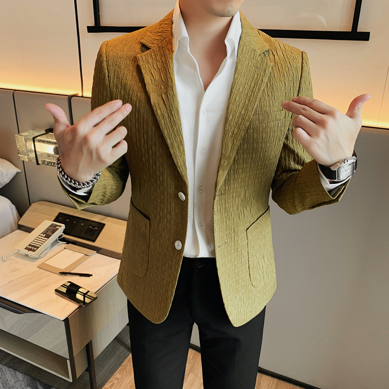 23583-P175小西装外套男士修身潮流休闲帅气暗皱西服,男装西服套装,电商B333