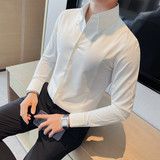 7997-P58秋季男士长袖衬衫大领子潮流休闲修身衬衣，男装衬衫，电商B333
