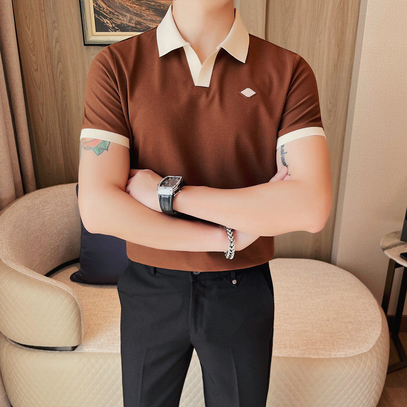PL6049-P58短袖POLO衫男士V领男士夏季新款商务休闲半袖翻领体恤,男装Polo衫,电商B333