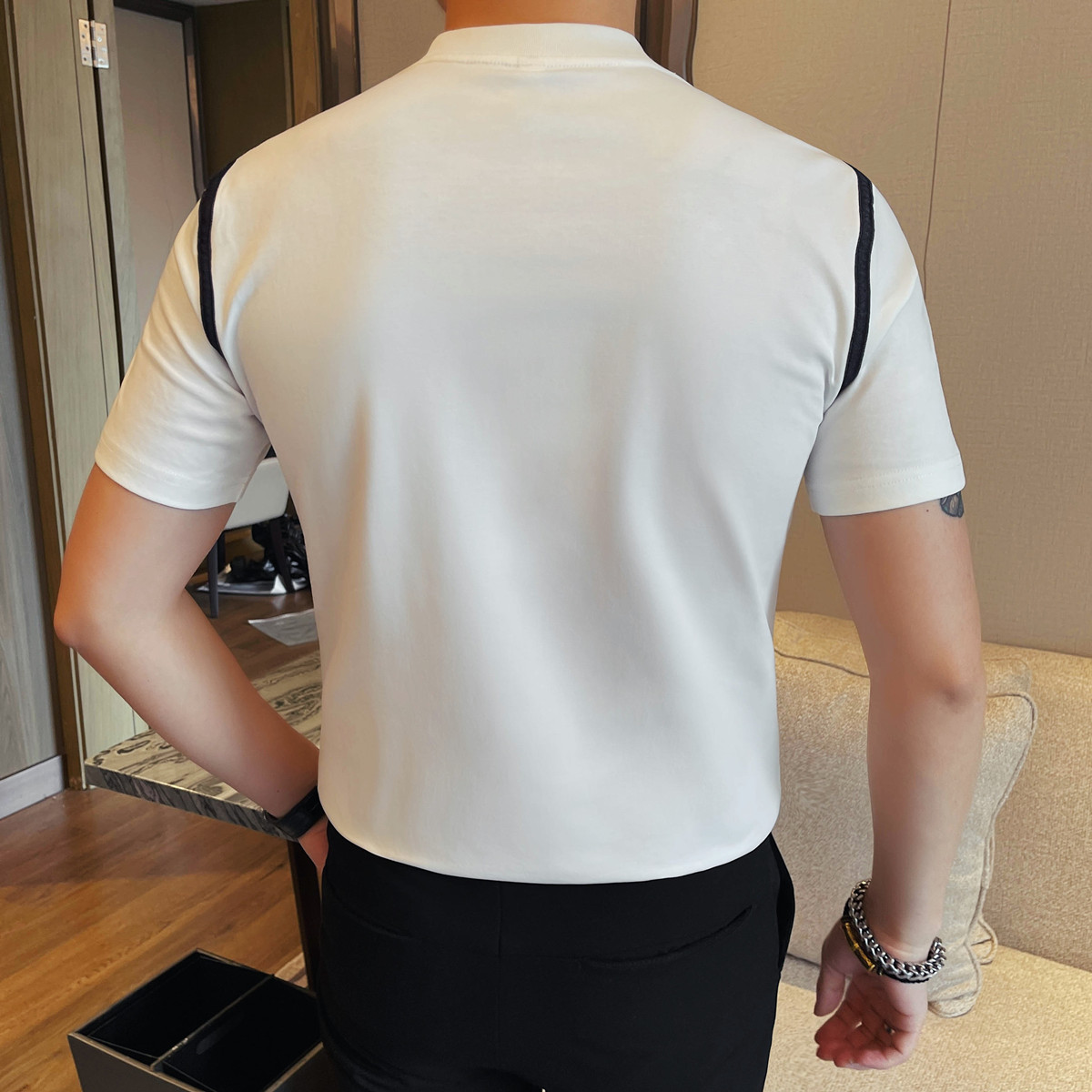 7537-P55男士短袖夏季新款时尚百搭休闲圆领短袖T恤,男装T恤,电商B333