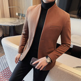 1045-P155呢子西藏男士中山装西服立领西装外套纯色商务休闲，男装西服套装，电商B333