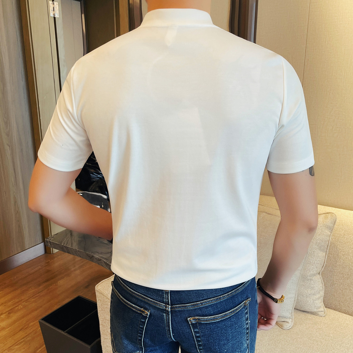 7506-P48短袖T恤男士春夏新款休闲百搭修身纯色半袖体恤,男装T恤,电商B333