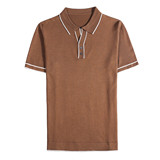 1227-P58针织冰丝男士短袖夏季新款时尚百搭休闲翻领短袖T恤，男装T恤，电商B333