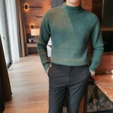 8503-P75长袖毛衣男士秋冬新款半高领纯色针织衫套头休闲中领线，男装针织衫/毛衣，电商B333
