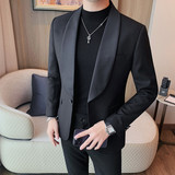 23592-P155男士秋冬新款西装外套潮流时尚休闲西服礼服黑色，男装西服套装，电商B333