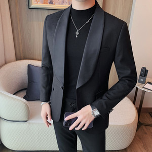 23592-P155 男士秋冬新款西装外套 潮流时尚休闲西服 礼服黑色图片