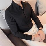 JR8668-P68青年商务免烫长袖衬衫休闲纯色百搭衬衣男加绒，男装衬衫，电商B333