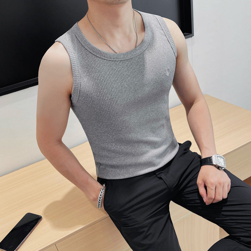 7710-P3859无袖T恤男士夏季新款圆领刺绣背心,男装背心/马甲,电商B333