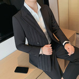 6083-P238轻奢双排扣西装外套男士修身休闲西服双开叉，男装西服套装，电商B333