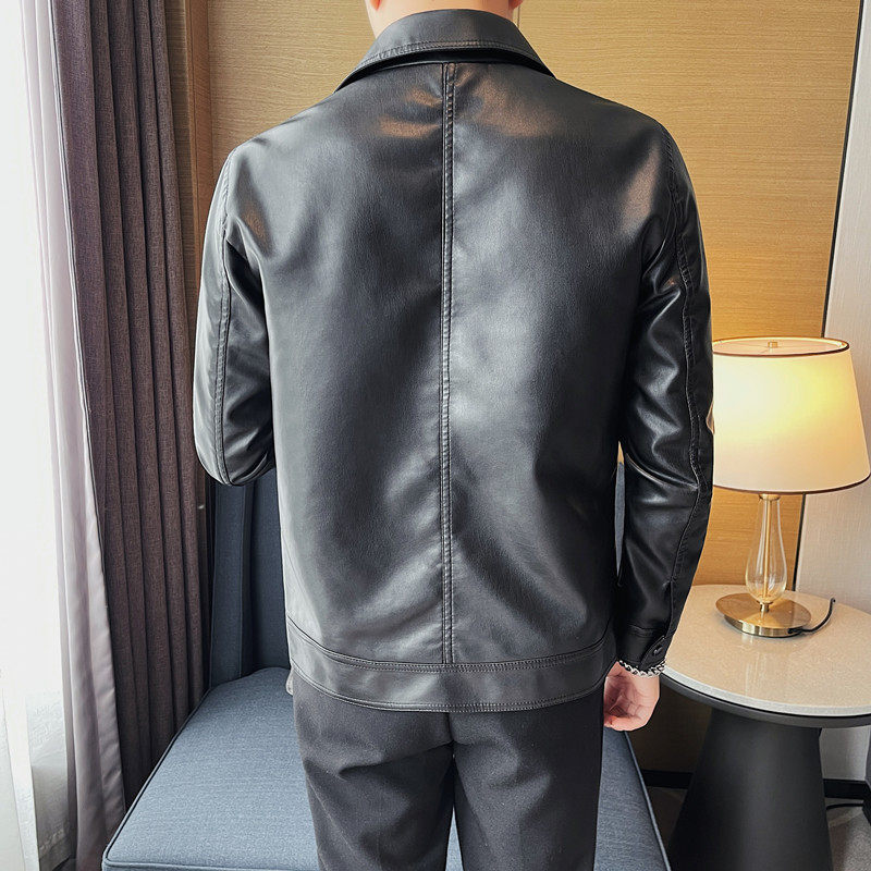 PY6806-P98秋冬男士皮衣外套翻领修身皮夹克外套潮流帅气,男装皮衣,电商B333