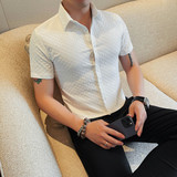 8220-P5888短袖衬衫男士夏季新款修身纯色休闲衬衣，男装T恤，电商B333