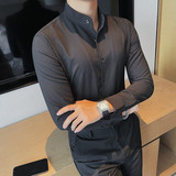 7882-P58秋季男士长袖衬衫潮流休闲修身立领商务时尚衬衣，男装衬衫，电商B333