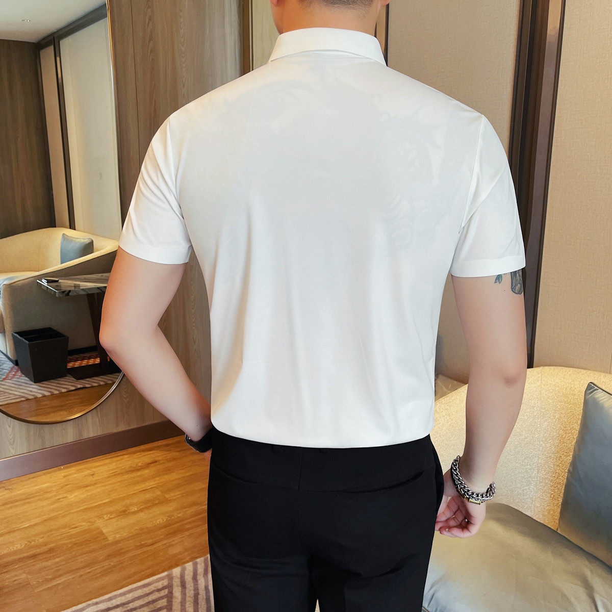 MJ1007-P65冰丝无痕压胶短袖POLO衫男短袖夏季新款时尚百搭休闲,男装T恤,电商B333