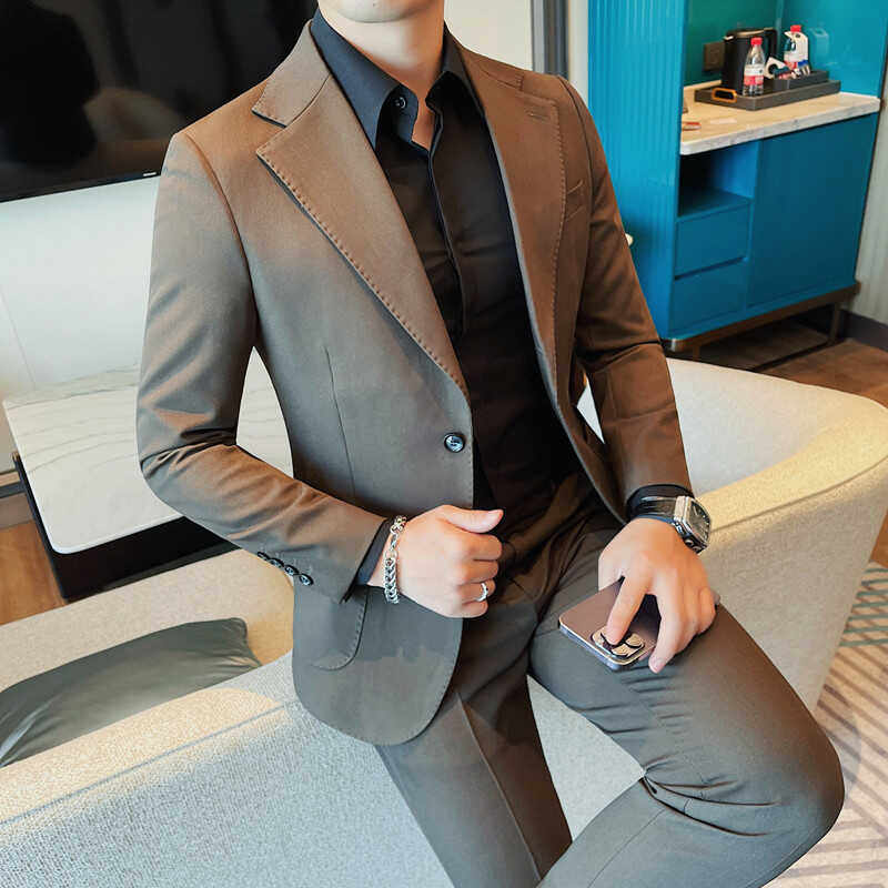 XF1057-P155西装外套男士秋冬新款单排扣纯色休闲百搭西服,男装西服套装,电商B333