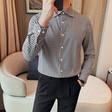 1111-P75格子长袖衬衣男士秋冬新款修身潮流休闲帅气衬衫，男装衬衫，电商B333